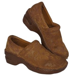 Bolo By Born Brown Floral Suede Clogs Comfort Shoes 8M